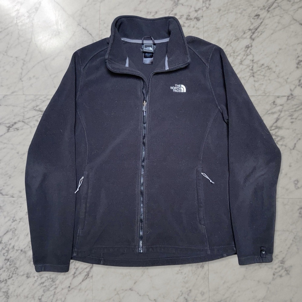 The North Face Fleece Jacket Womens XL Black Full Zip TKA Hiking Outdoor